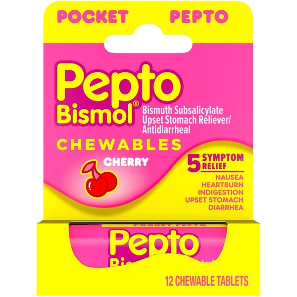 Pepto Pepto-Bismol To Go Cherry Chewable Tablet 12 Count, PK24 00010